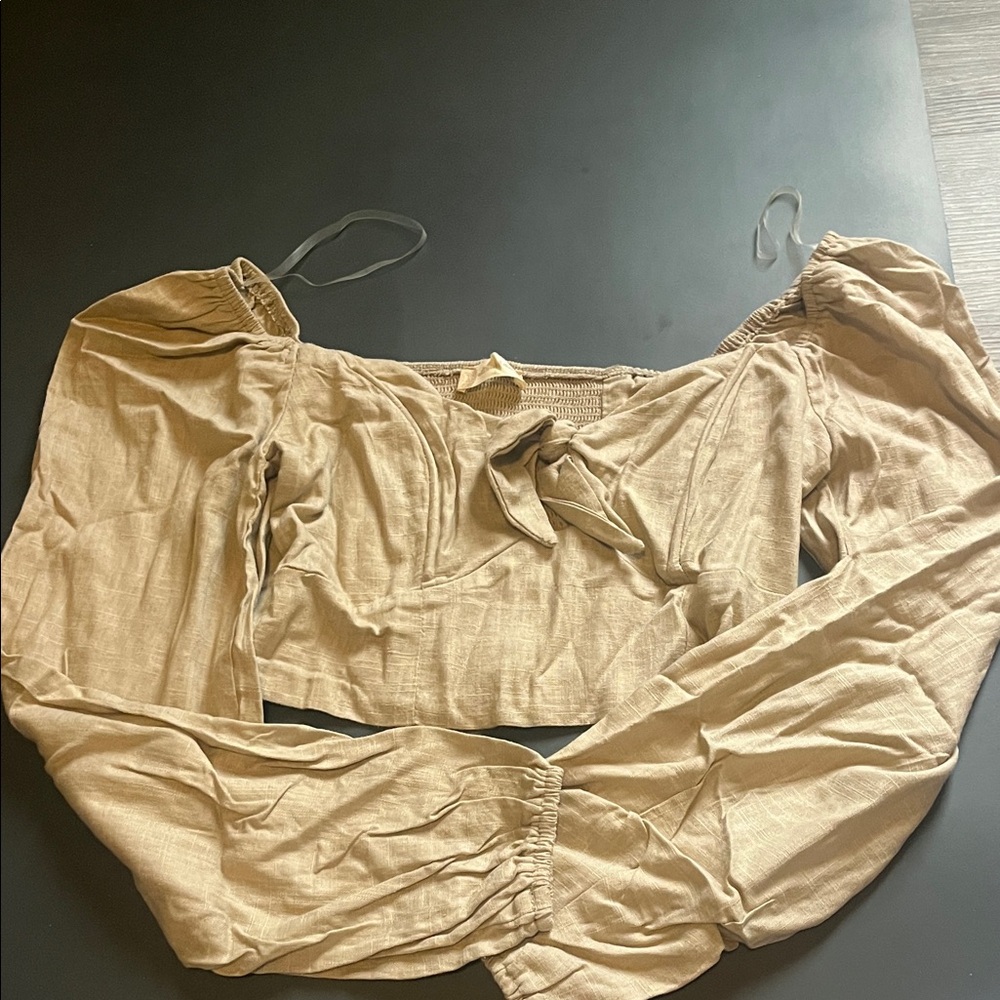 Altar'd State Tan Off-Shoulder Top